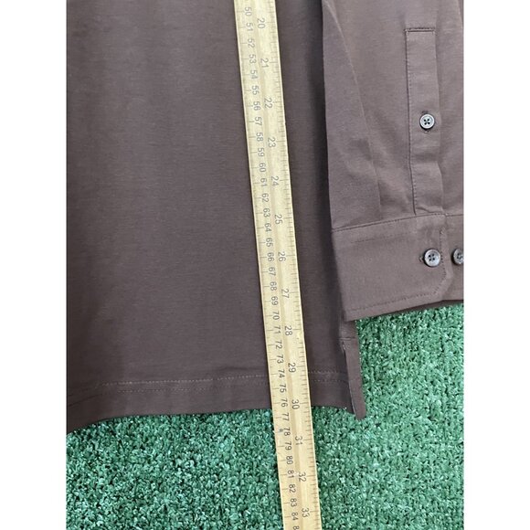 NWT VEBOON Men's Polo Shirt Long Sleeve Cotton Flex Brown Button 1/4 Size 3XL - Picture 9 of 14